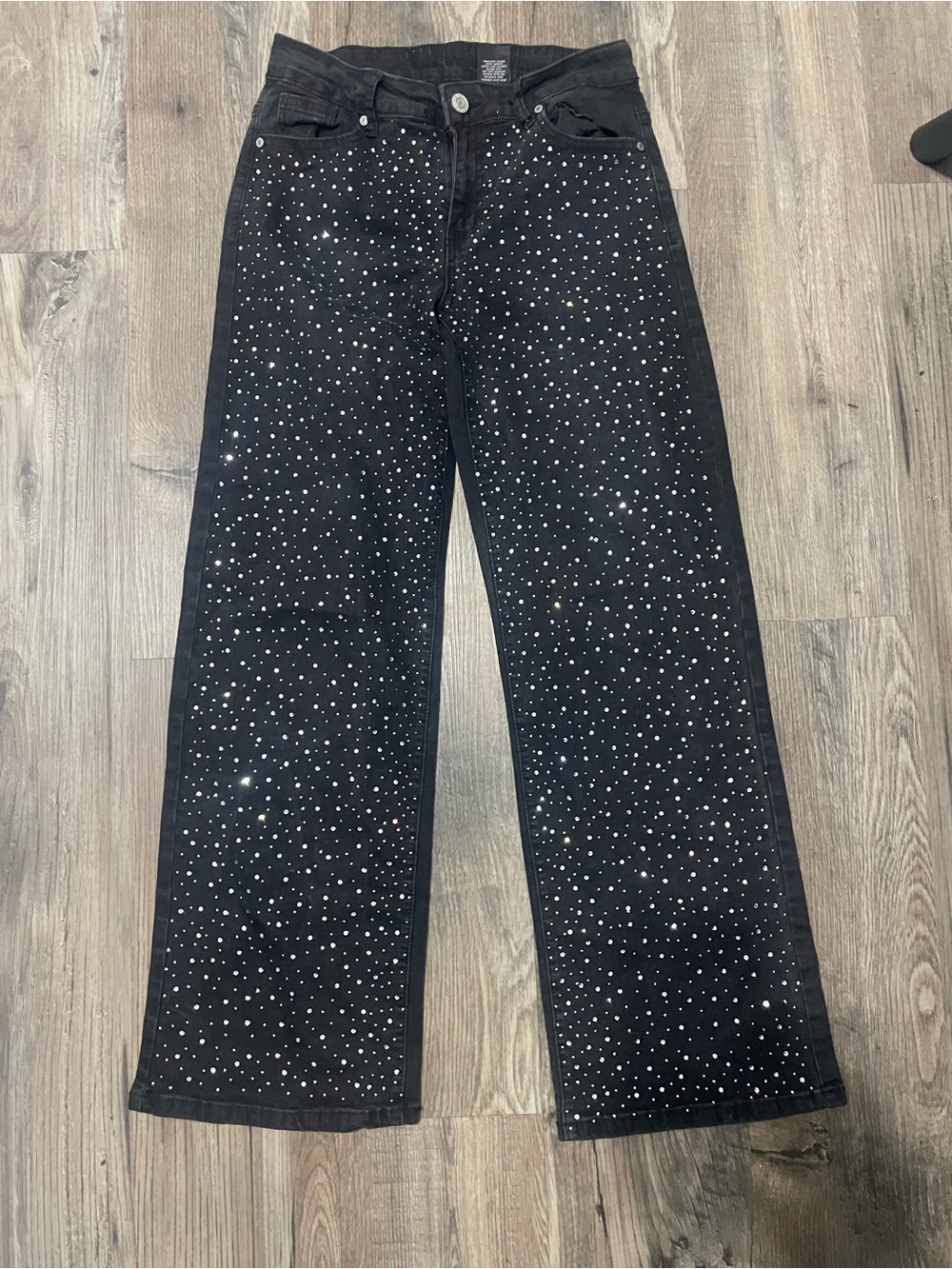 Black Rhinestone diamonds girls junior black denim V.I.P size 7/28